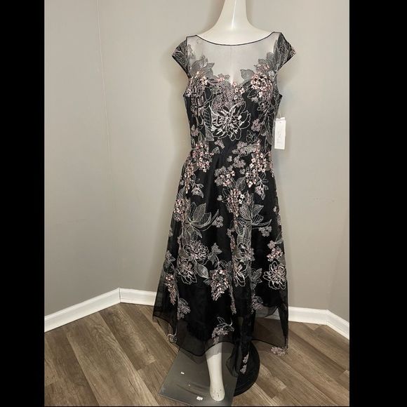 Rickie Freeman for Teri Jon Cap-Sleeve Embroidered Tulle Dress $740 - Picture 8 of 13